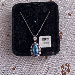Sterling Silver Blue Pendant Necklace